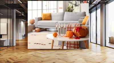 stylish interior of room decorated for halloween party Wall mural