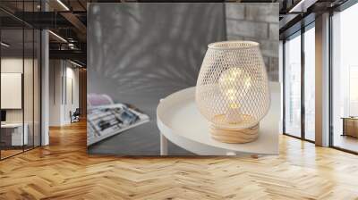 Stylish lamp on table in room Wall mural