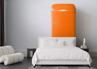 Stylish retro fridge near light wall Wall mural