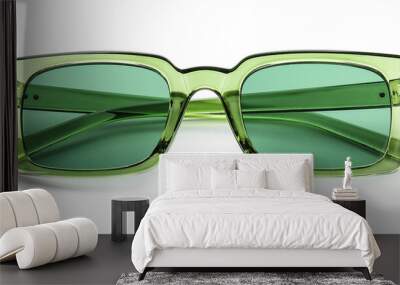 Stylish sunglasses on white background Wall mural