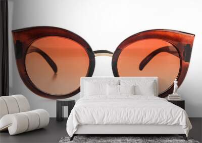 Stylish sunglasses on white background Wall mural