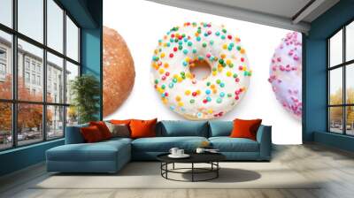 Sweet tasty donut on white background Wall mural