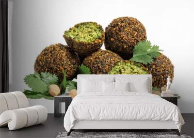 Tasty falafel balls on white background Wall mural