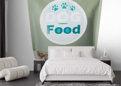 Tasty pet food on white background Wall mural