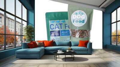 Tasty pet food on white background Wall mural