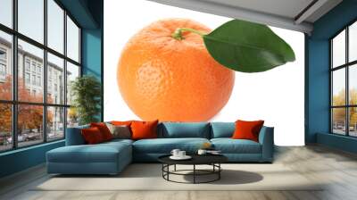 Tasty ripe mandarin on white background Wall mural