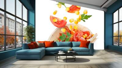 Tasty taco on white background Wall mural