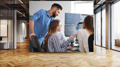 Team of programmers working in office Wall mural