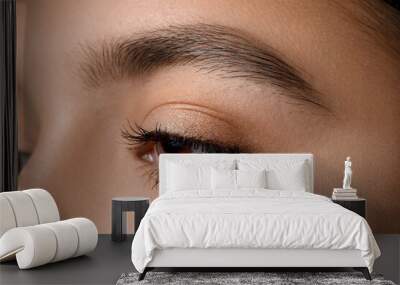 Young woman with beautiful eyebrows, closeup Wall mural