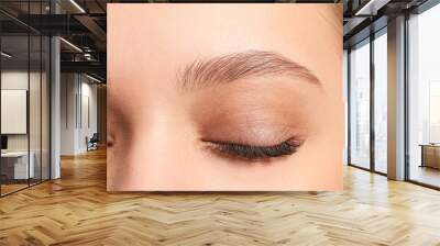 Young woman with beautiful eyebrows, closeup Wall mural