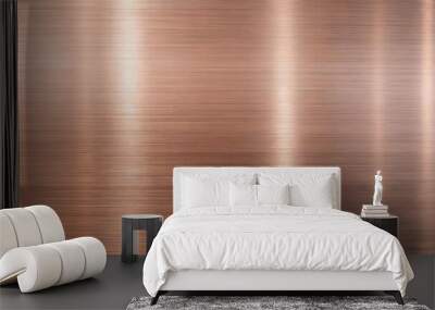 Aluminum texture background with rose gold metal surface and reflection Wall mural