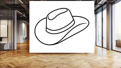 Cowboy hat line icon isolated on white. Hat icon vector illustration Wall mural