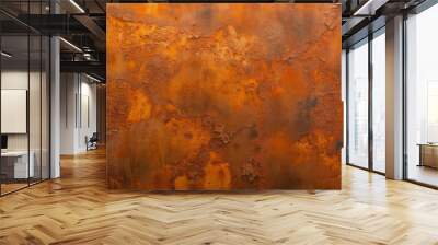 Grunge rusty orange brown metal corten steel stone background texture banner panorama Wall mural