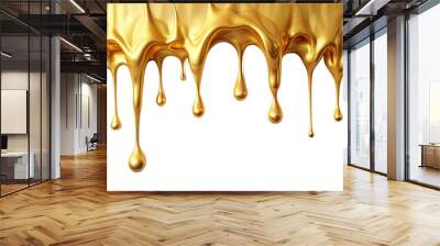 melted gold dripping isolated on transparent background cutout Wall mural