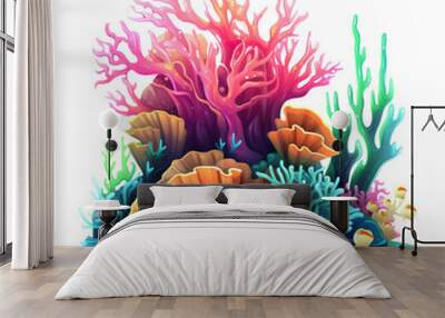 coral reef isolated PNG on transparent background cutout Wall mural