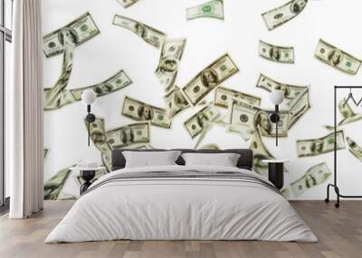 Falling money isolated on transparent background. American cash. Wall mural