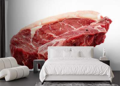 one raw steaks on white background  Wall mural