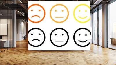 Emoji feedback icon set rating happy neutral sad emoji emotions icons customer satisfaction smiley good bad medium ace reaction colorful servicesymbol sign Wall mural