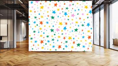 Hand drawn colorful sprinkle seamless pattern stars white background color confetti vector texture illustration for holiday birthday party, celibration Wall mural