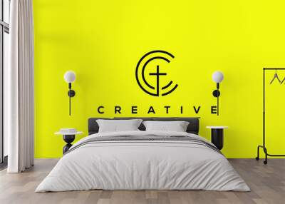 Modern creative letter C logo design. Minimal C, CC initial based vector icon. Wall mural