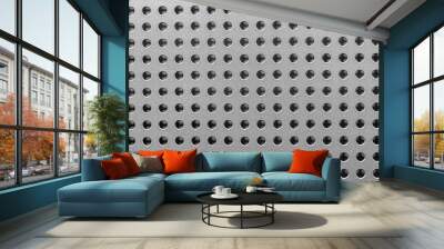 the black and white of the hole pattern on metal sheet Wall mural