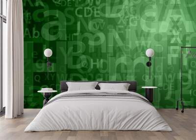 green random letters Wall mural