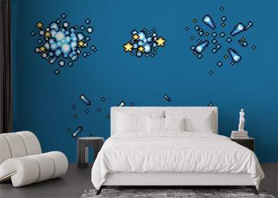 pixel art stars explosion animation frames, vector Wall mural