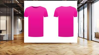 Fuchsia purple t-shirt template shirt isolated on white background front and back design short sleeve. Sport print ready clothing vector men, women or unisex design. Advertisement empty clean template Wall mural