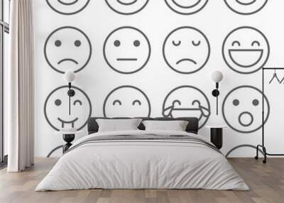 Emoji faces simple icons Wall mural