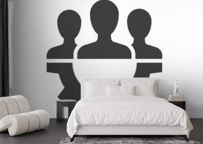 Teamwork management black icon on white background Wall mural