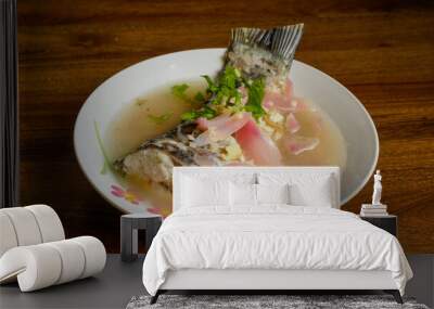 Steamed Rohu fish in Lemon sauce. Wall mural