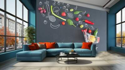 Grocery shopping cart concept Wall mural