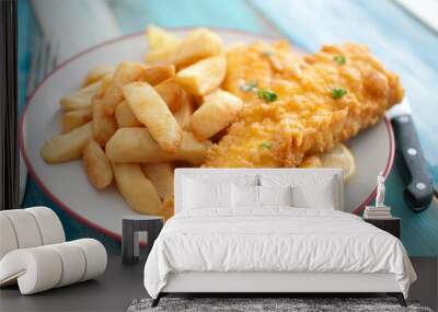 Traditional fish and chips dinner Wall mural