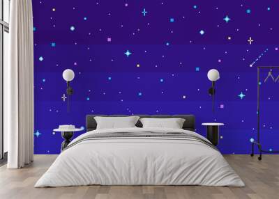 pixel art night starry sky. Wall mural