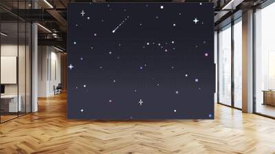 Pixel art star sky at night. Wall mural