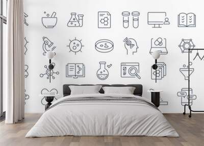 Collection Science line icons. Laboratory, molecule, data, equipment Wall mural