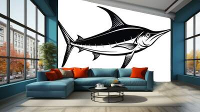 atlantic blue marlin black and white vector Wall mural