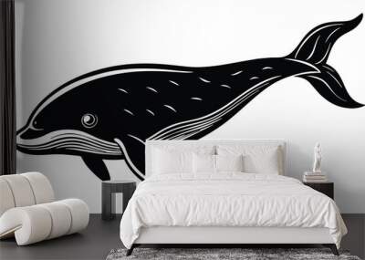 black and white beluga whale vector Wall mural