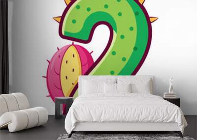 cactus Alphabet number letter 2 vector on isolated white background Wall mural