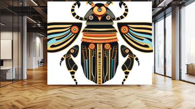 Egyptian scarab beetle with decorative elements vector illustration Wall mural