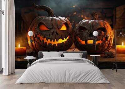 scary halloween pumpkins background Wall mural