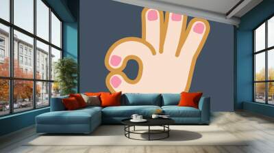 Okay hand gesture in flat vector design. Wall mural