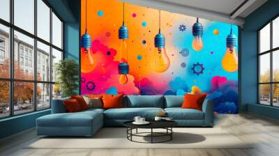 Creative light bulbs representing innovation and ideas
 Wall mural