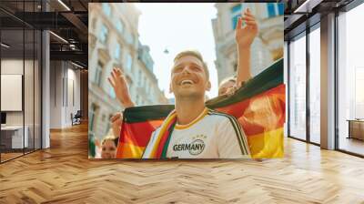 German football soccer fans in downtown celebrate the national team, Die Mannschaft
 Wall mural