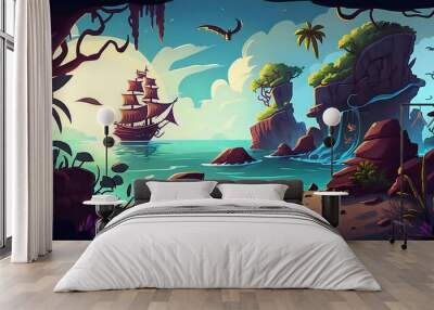 Fantasy 2d game art,  illustration, gaming background generated ai Wall mural