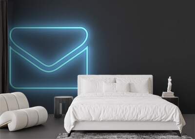 business contact icon symbol for internet with neon light - 3D Illustration Wall mural