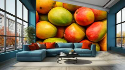 lot of red fresh mango fruits Wall mural