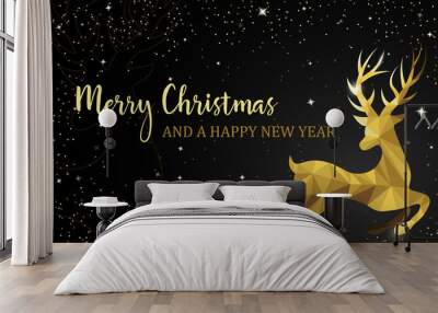 christmas reindeer gold card Wall mural