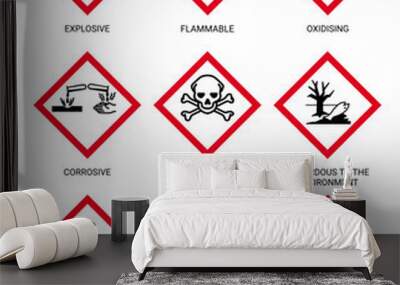 GHS warning sign icon vector set illustration Wall mural