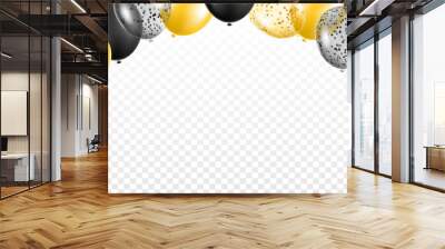 Golden and black party balloons frame vector illustration on transparent background Wall mural